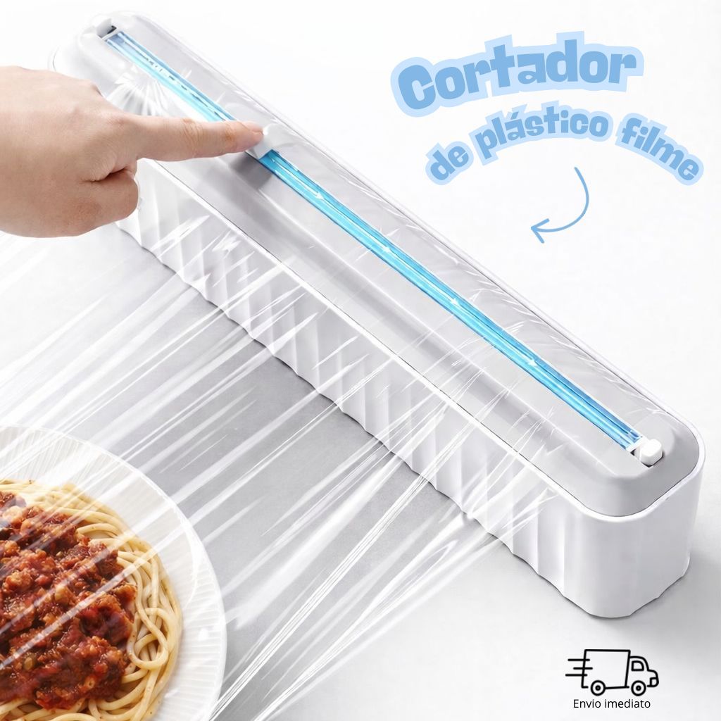 Cortador Filme PVC com Ventosa Dispenser Ajustável Selador de Alimentos Cozinha