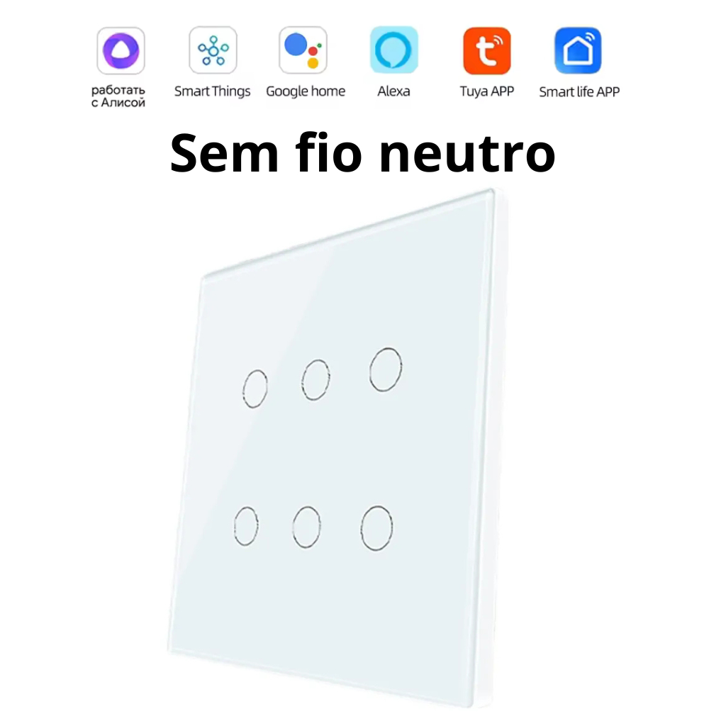 Interruptor 6 Botões 4x4 Touch Wifi Inteligente Alexa SmartLife Tuya em Oferta na Shopee