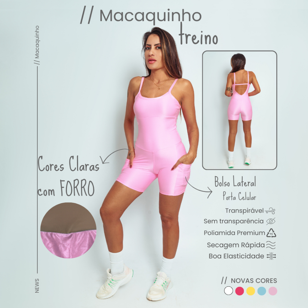 Macaquinho Alcinha Fitness Feminino Poliamida Micro Canelado Treino Academia Yoga Caminhada