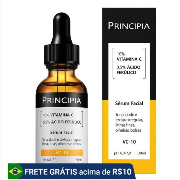 Sérum com 10% de Vitamina C e 0,5% de Ácido Ferúlico alta eficácia contra linhas finas, olheiras