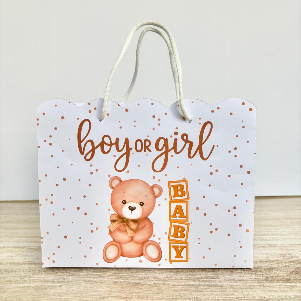 Sacolinhas Personalizadas G Chá revelação Ursinho - Lembrancinha Festa Infantil - PEGUE E MONTE