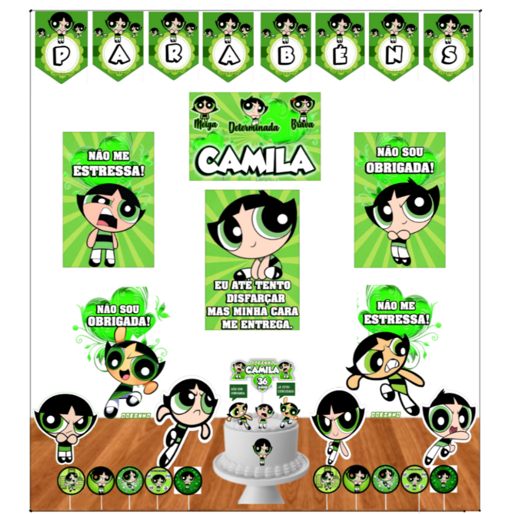 Kit só um bolinho - DOCINHO - LINDINHA OU FLORZINHA - MENINAS SUPER PODEROSAS