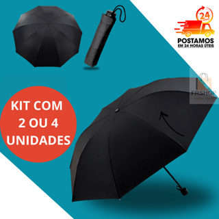 Kit Guarda Chuva de Bolsa Pequeno Sombrinha Preto Portátil em Oferta na Shopee