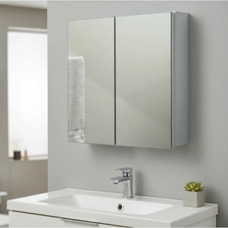 Espelho 60cm Para Banheiro Armário 2 Portas Com Fundo - 100% MDF - MONTADO em Oferta na Shopee