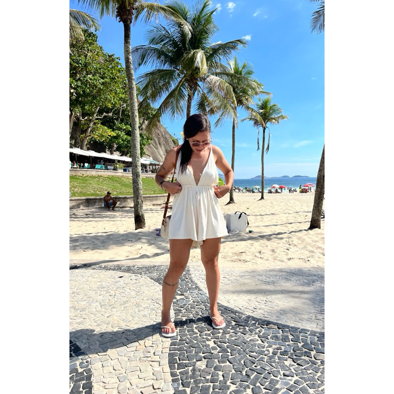 Macaquinho Lia Leve Fluido Costa Nua Praiano Carnaval Amarrações