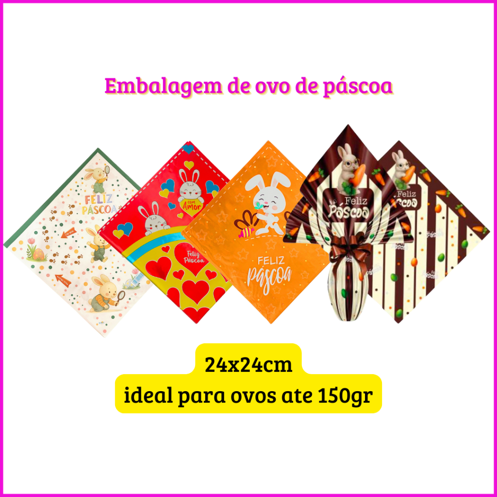 sacos para ovos de Páscoa 24x24cm para ovos até 150g em Oferta na Shopee