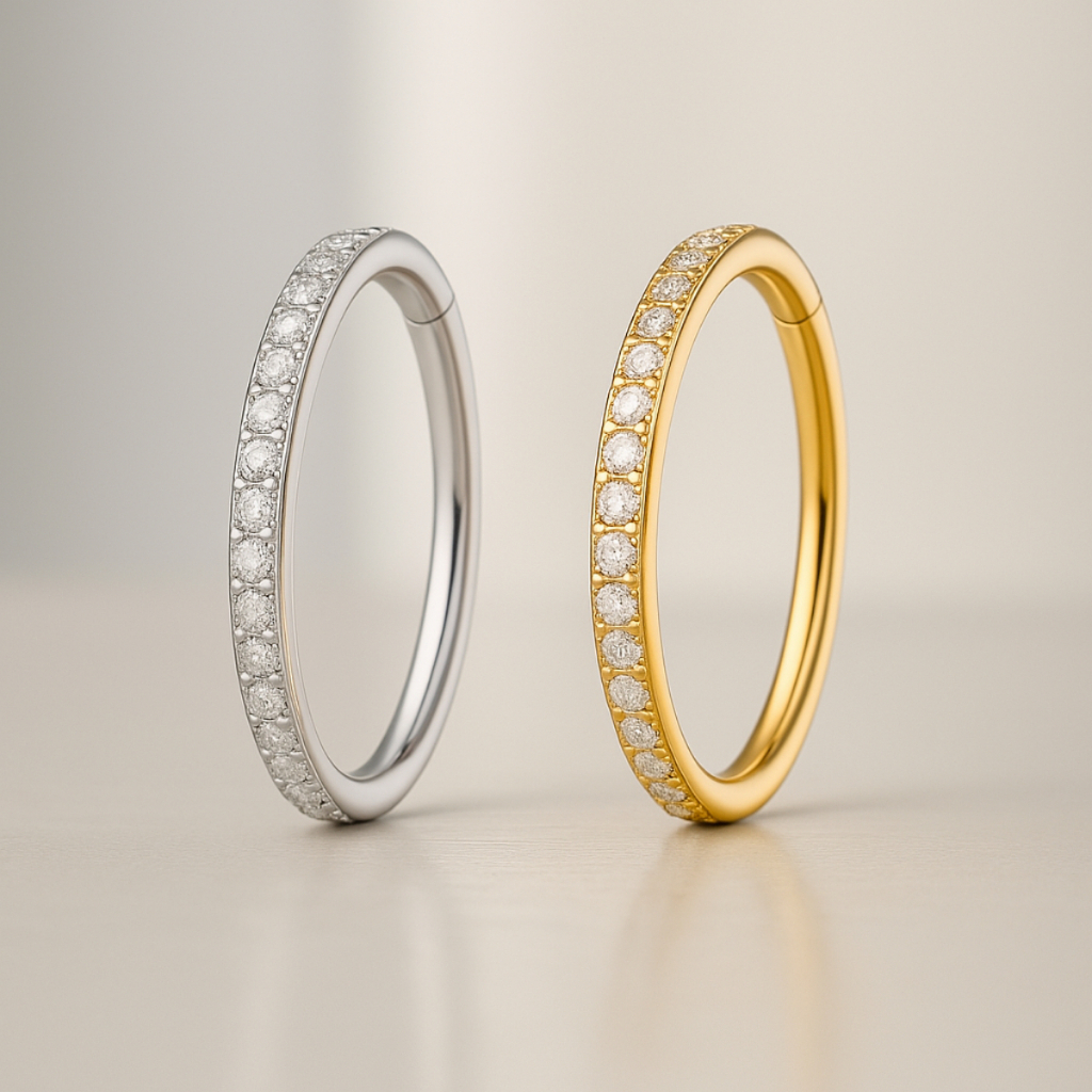 Piercing Titânio Argola Click Cravejada  Septo Helix Daith Orelha, Cartilagem, Brinco, Septo, Daith, Tragus, Rook, Conch