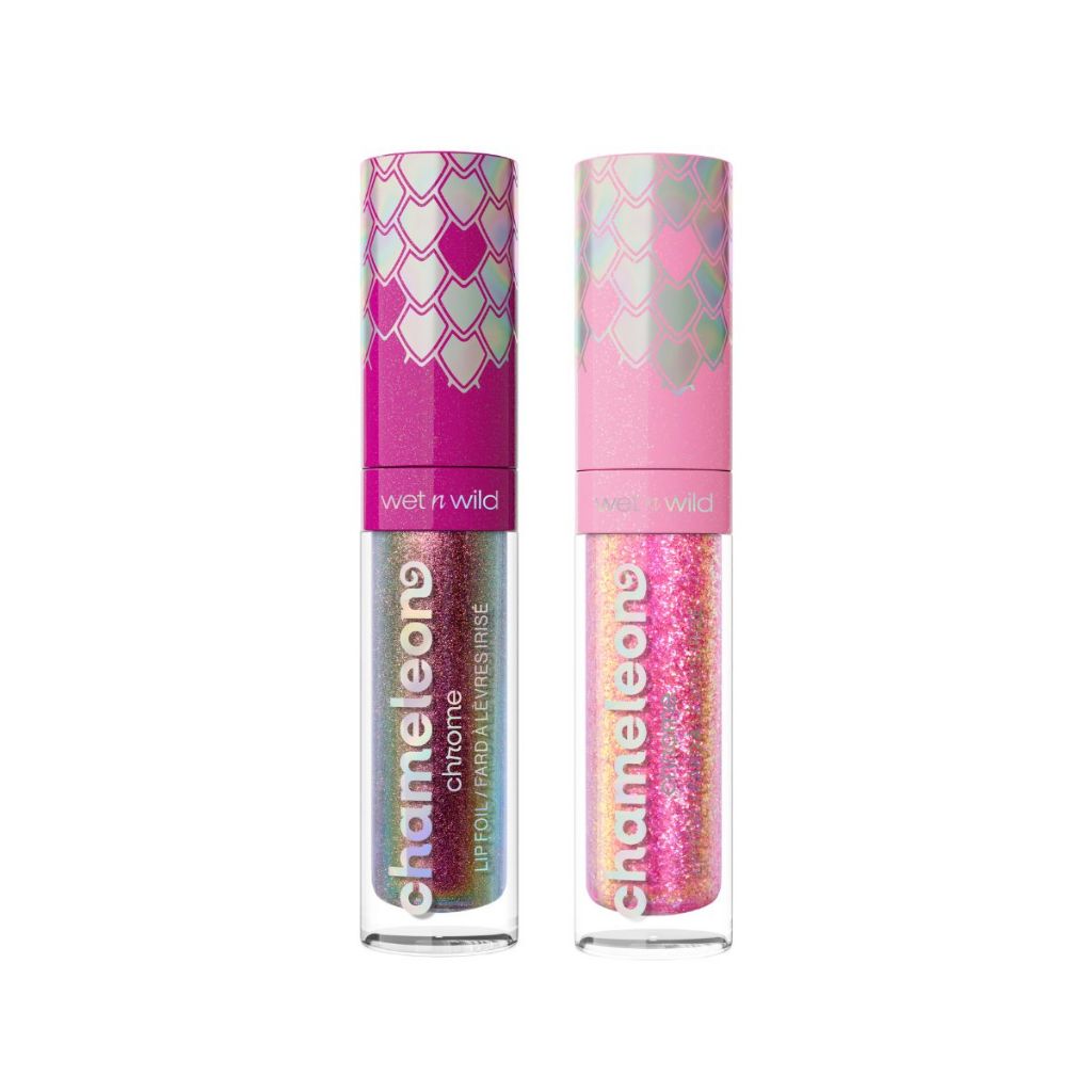 Kit 2 Batom Líquido Gloss Longa Duração Brilho Intenso Wet n Wild - Lip Foil Chameleon Chrome em Oferta na Shopee