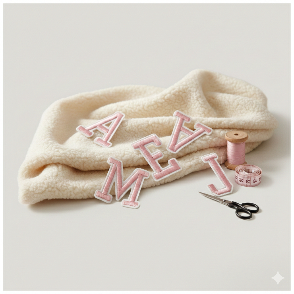 2 Adesivo Patch Bordado Termocolante de Roupa Aplique Letras Rosa