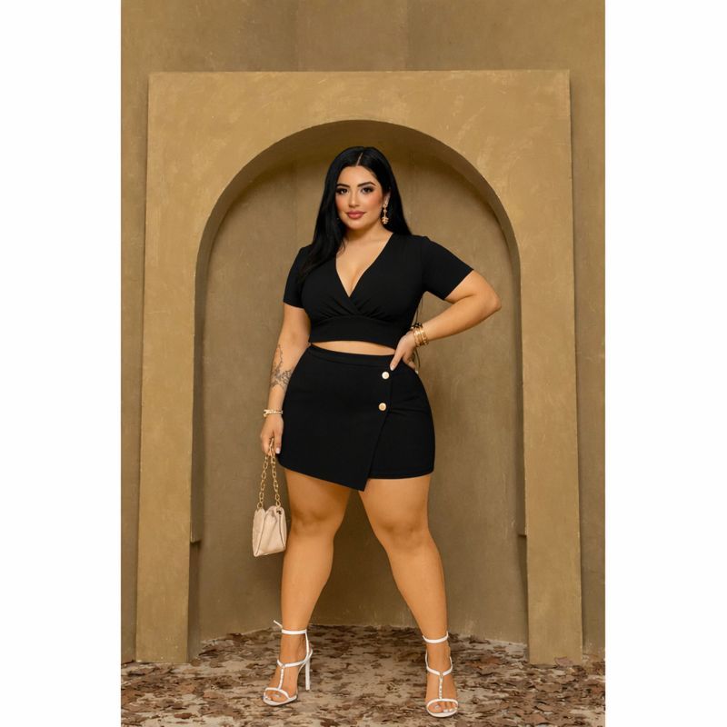 Conjunto Plus Size Feminino  - Short saia e Cropped Moda Verão G ao G1 em Oferta na Shopee