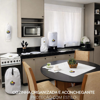 Kit Jogo de Cozinha 13 Peças em Tecido Oxford com Cortina e Toalha de Mesa em Oferta na Shopee