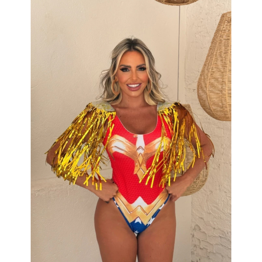 Body Mulher Maravilha Bory Carnaval Regata Feminina