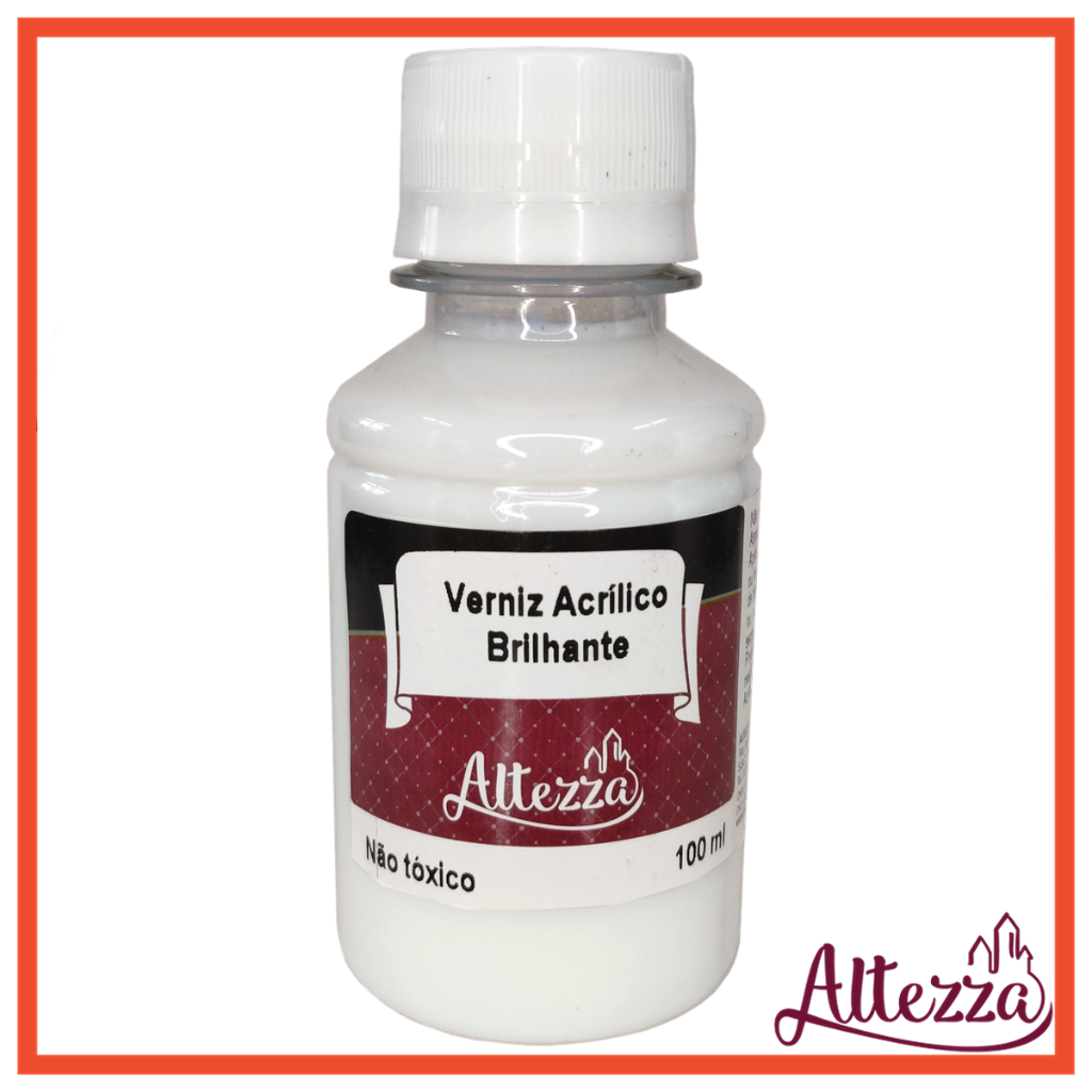 Verniz Acrílico Brilhante Transparente para Artesanato MDF biscuit gesso Altezza 100ml