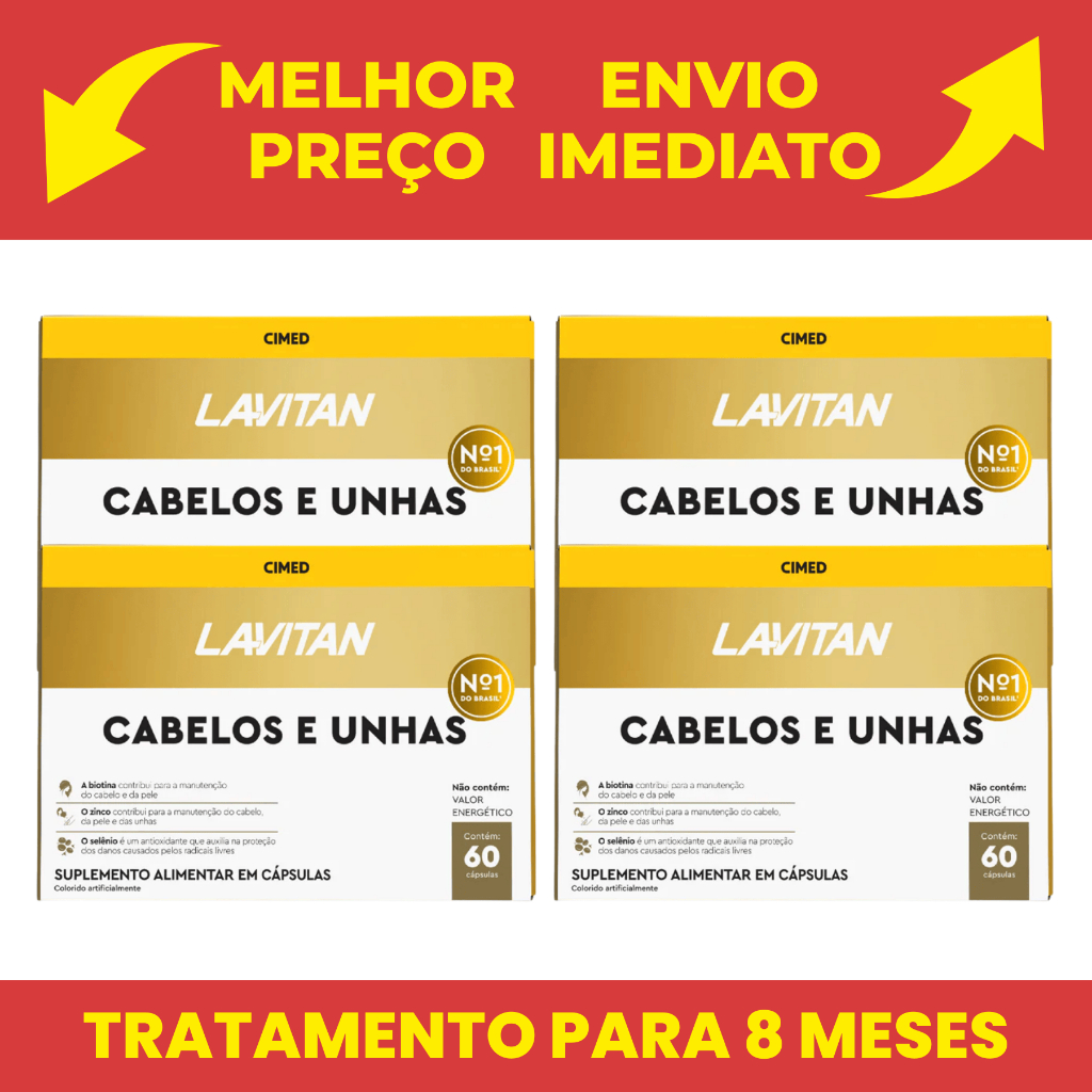 Kit 4 Lavitan Hair Cabelos e Unhas Cimed 60 Cápsulas
