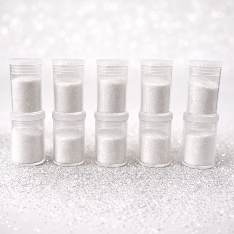 Kit 50 Glitter Branco Premium – Brilho Delicado para Carnaval, Unhas, Nail Art e Artesanato