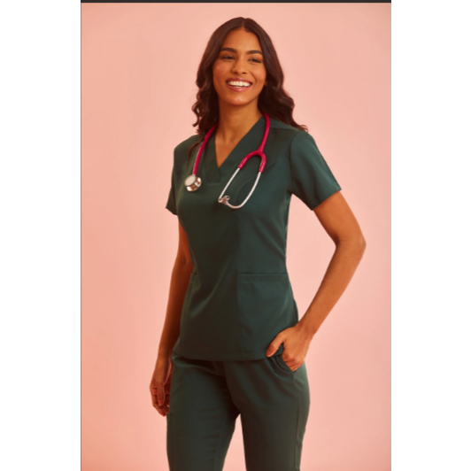 Scrub Bordado Feminino Jamile - Conjunto Calça e Blusa Enfermeiras Médicas Nutricionistas