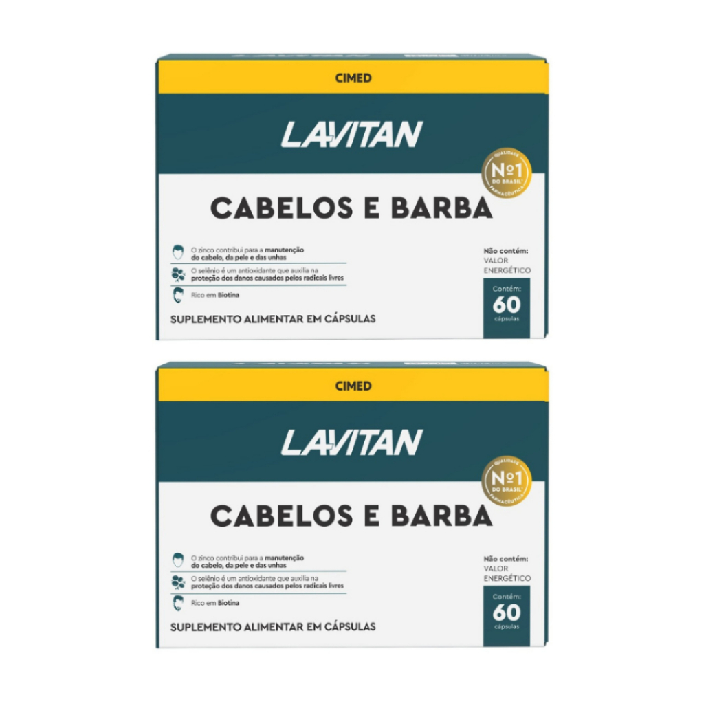 Kit 2x Lavitan Mais Hair Cabelos Barba Queda Intensa 60 Cap