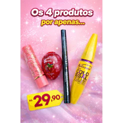 Kit 4 itens Maquiagem Completa – Colossal + Delineador Caneta + Batom + brilho morango/maquiagem à prova d’água,presente