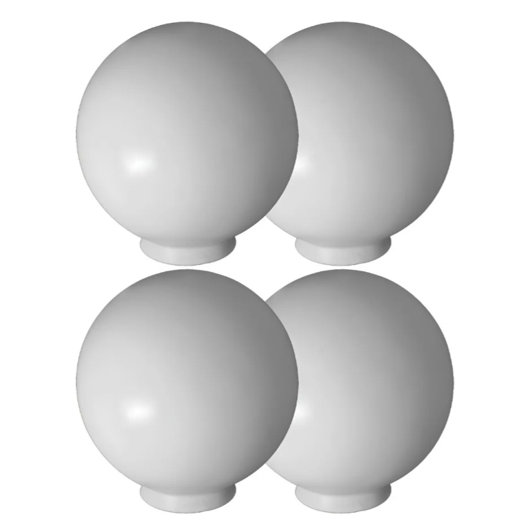 Globo De Plástico Para Poste 15x30 Leitoso Kit 4 Peças Branco Globo de Jardim