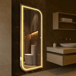 Espelho Led Jateado Touch Bivolt Organico Luxo Amarelo 3000k, Neutro 4000K e Branco 6000K