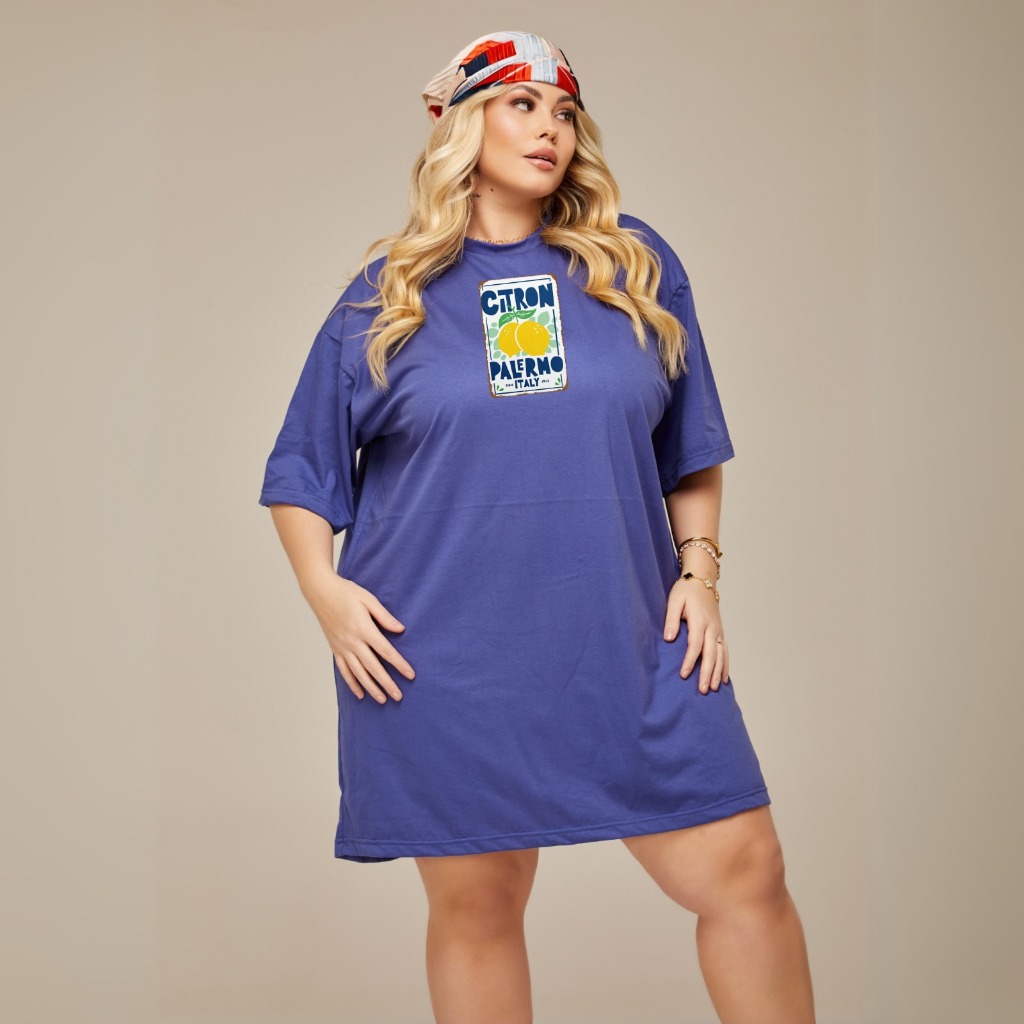 Vestido Camisetao Plus Size Casual Street Style Feminino Verão Estampada