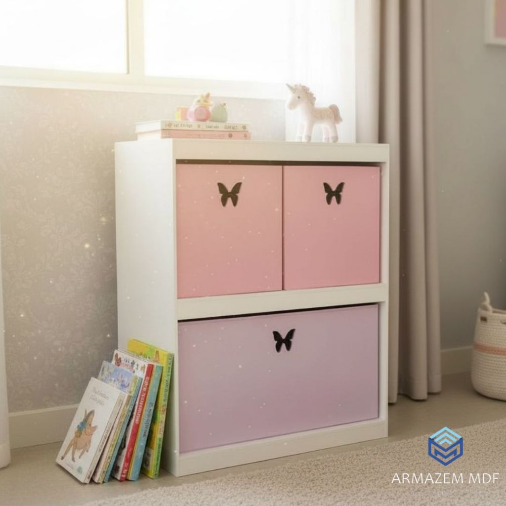 Organizador de Brinquedos Bancada Infantil 3 Gavetas em MDF