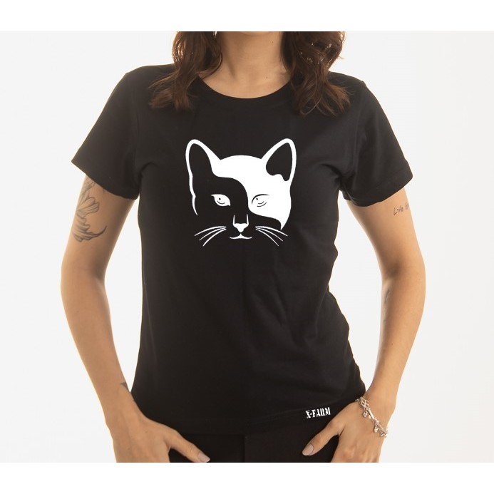 Camiseta T Shirt Feminina 100% Algodão Estampa Gatinho Super Confortavél
