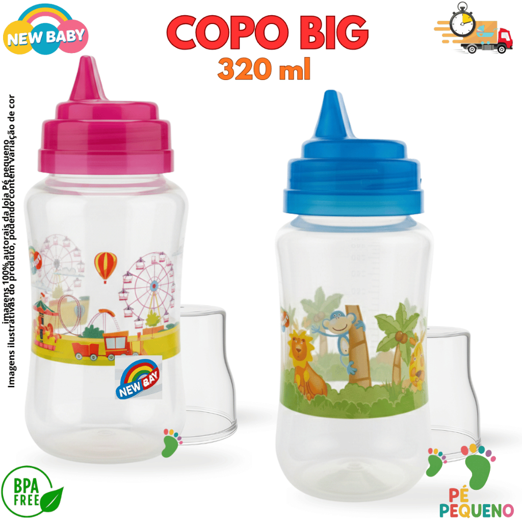 Copo Luxo Infantil 320ml Big Bico Rígido Copo de Transição SeguroBPA Free Bebê Menino Menina NewBaby