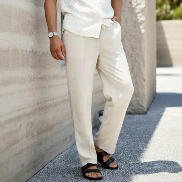 Calça LINHO Masculina Baggy Folgada Reta Streetwear Bag Balão Calça Linho Alfaiataria Com Cordão