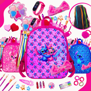 Kit De Maquiagem Infantil Completa Mochila Stitch em Oferta na Shopee