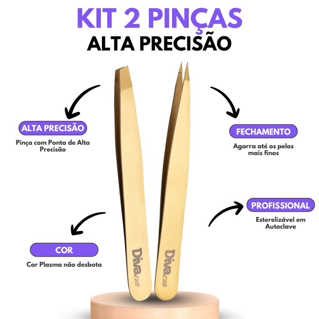 Kit Pinças Sobrancelhas Pinça Chanfrada, Agulha, Tesoura Sobrancelhas Alta Precisão Autoclavável em Oferta na Shopee