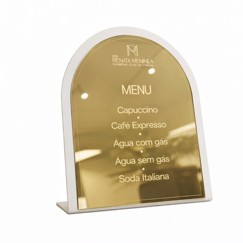 Menu Cardápio Em Acrílico Espelhado Personalizado Evento Restaurante