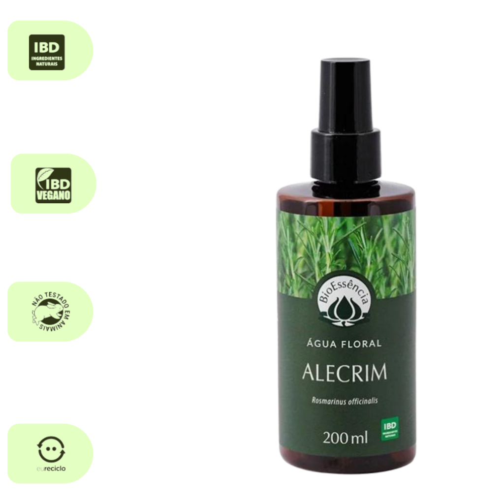 ÁGUA FLORAL ALECRIM NATURAL TONICO REVIGORANTE ROSTO CORPO 200ML