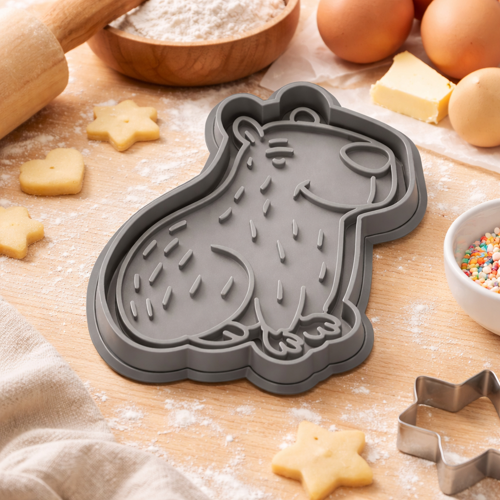 Cortador Biscoito Molde Forma CAPIVARA Marcador Carimbo Pasta Americana Mas