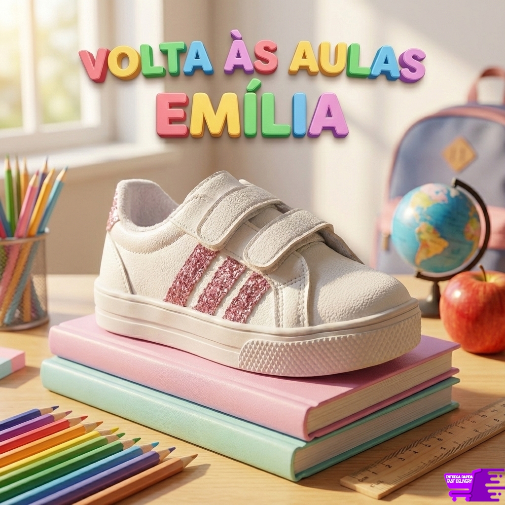 Tênis Infantil Menina Escolar Casual Glitter Confortável – Sandálias Emília em Oferta na Shopee