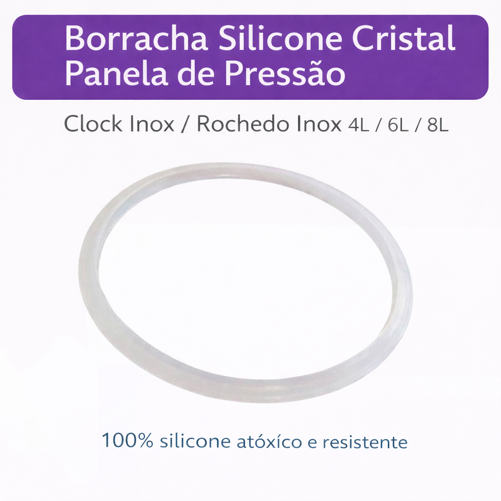 Borracha Silicone Cristal Panela Pressão Clock Inox Rochedo Inox 4L / 6L / 8L