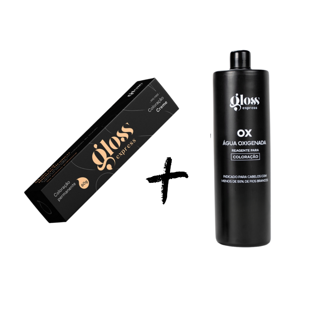 Coloração Gloss Express 60g Cabelos Brancos + OX 13 vol 900 ml