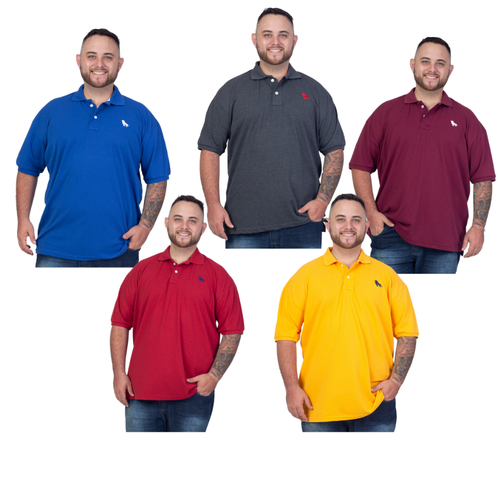 kit 5 camisas  polo masculino basica plus size grandões G1 G2 G3 especial piquet em Oferta na Shopee