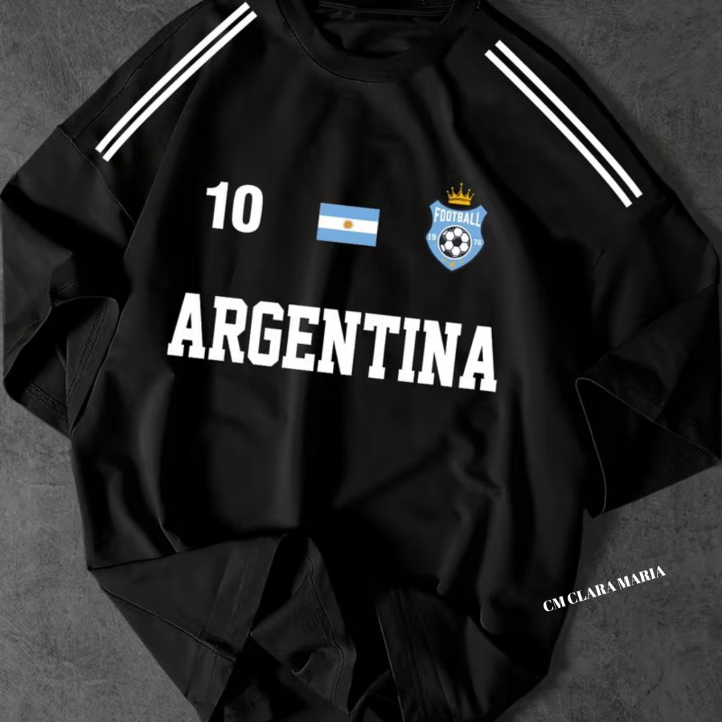 Camiseta ARG Lançamento Estampa Futebol Alta Qualidade Algodão ENVIO IMEDIATO Dia A Dia  Masculino