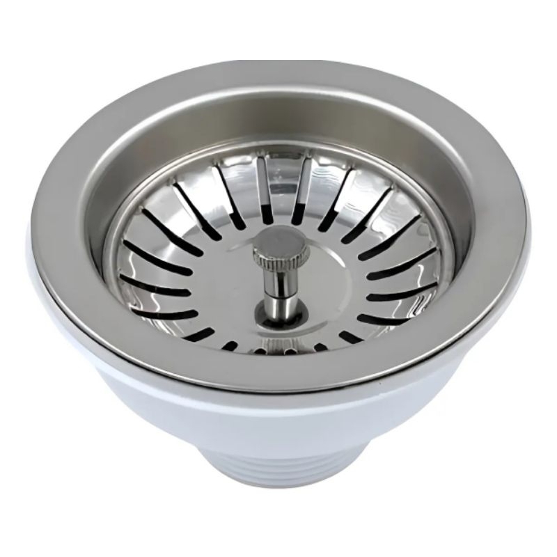 Válvula Pia Cozinha 4 1/2 Inox Com Cesto Removível Ralo