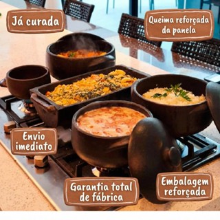 PROMOÇÃO DIA DAS MÃES | Kit Panelas de Barro Capixaba P, M e G (1L, 2L e 5L) + 2 Cumbucas | Original com Garantia em Oferta na Shopee
