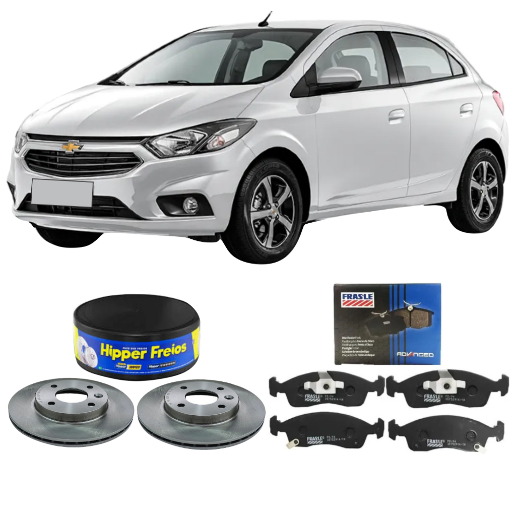 Kit Disco De Freio Hipper Freios + Pastilha Frasle Dianteira Onix 1.0 1.4 LS LT LTZ 2013 A 2019