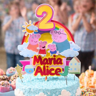 Topper/Topo para Bolo Simples Tema PEPPA - Papel Fotográfico Glossy 230g em Oferta na Shopee