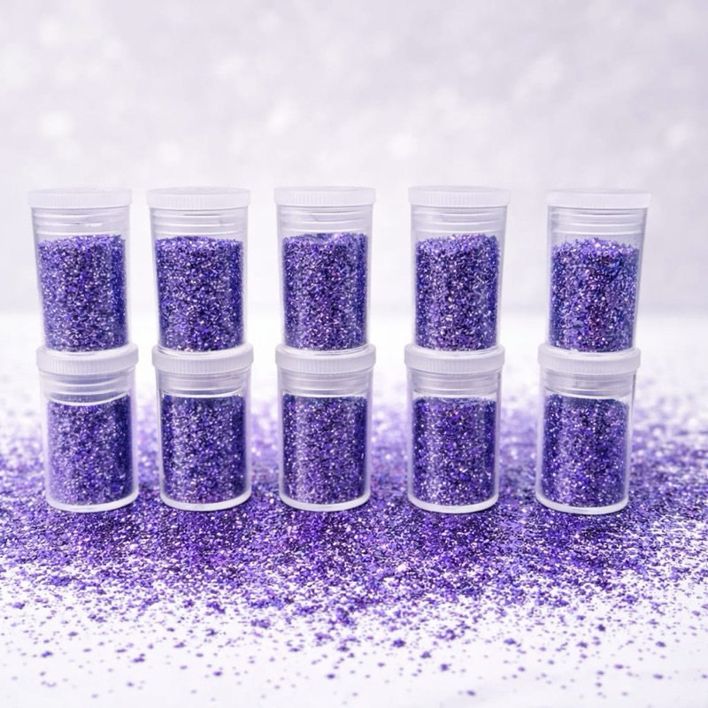 Kit 50 Glitter Roxo Brilho Intenso para Maquiagem, Unha, Carnaval, Artesanato e Nail Art