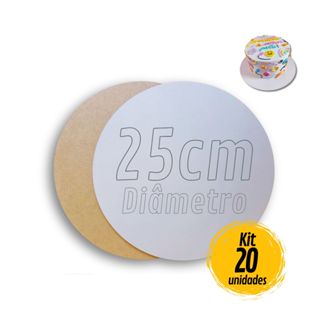Kit 20 Cake Board 25cm Tabuleiro Bolo Em Mdf 3mm Redondo em Oferta na Shopee