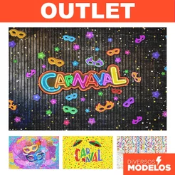 Painel De Festa Retangular Carnaval Horizontal Sublimado 3D Em Tecido Monte fácil - Queima de Estoque
