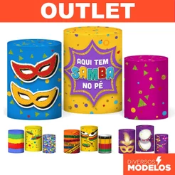 Trio Capa Cilindro Festa Carnaval Veste Fácil em Tecido com Elástico para Festas - OUTLET