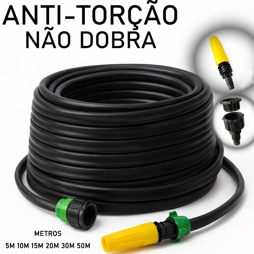 Mangueira de Jardim 5 a 50 metros Anti-Torção e Anti-Dobras Siliconada