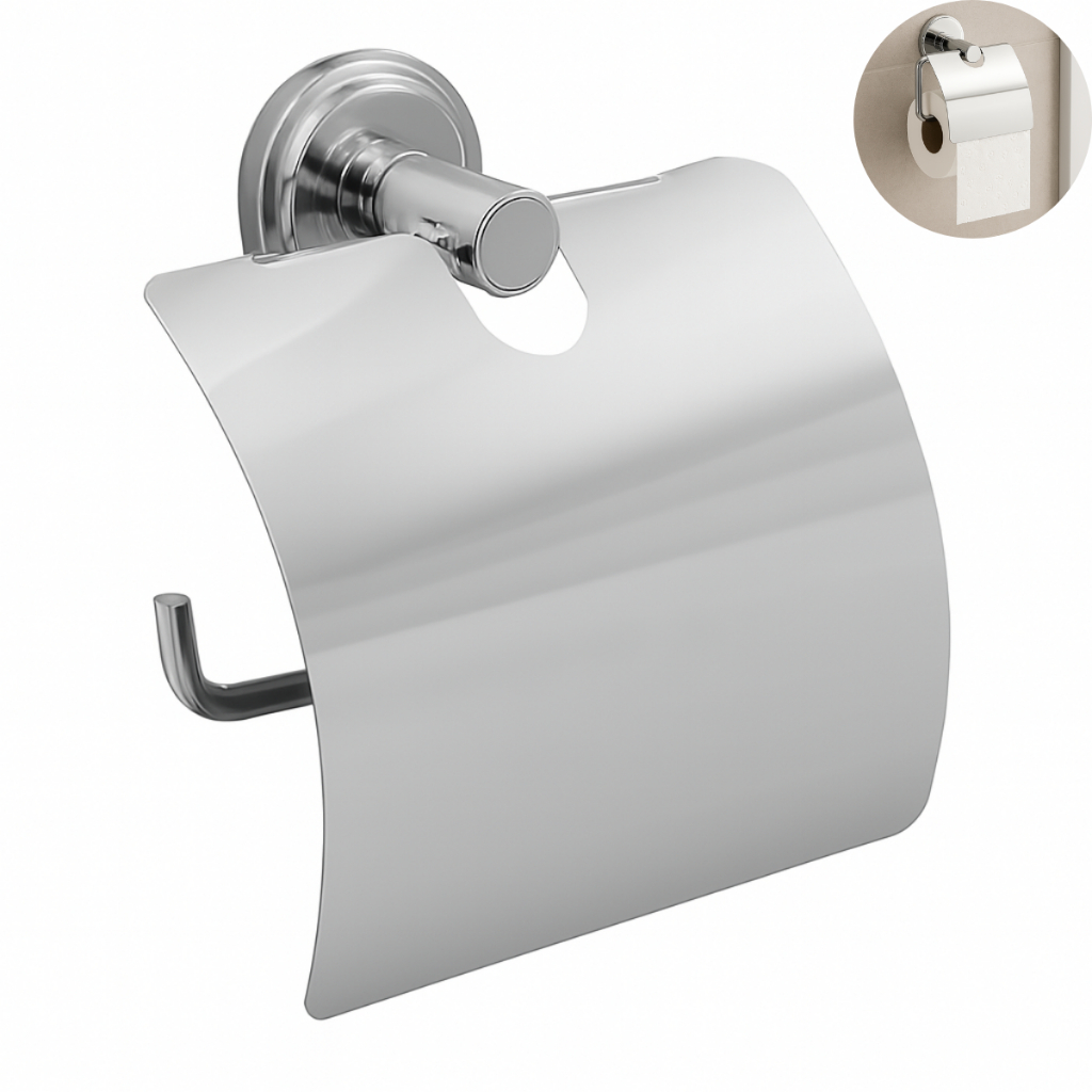 Kit Acessórios Para Banheiro Aço Inox 5 Peças + 1 Porta Shampoo Vidro Reto