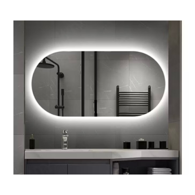 Espelho Grande De Parede Oval Com Led Orgânico  Banheiro Sala Quarto Luz Quente E Fria